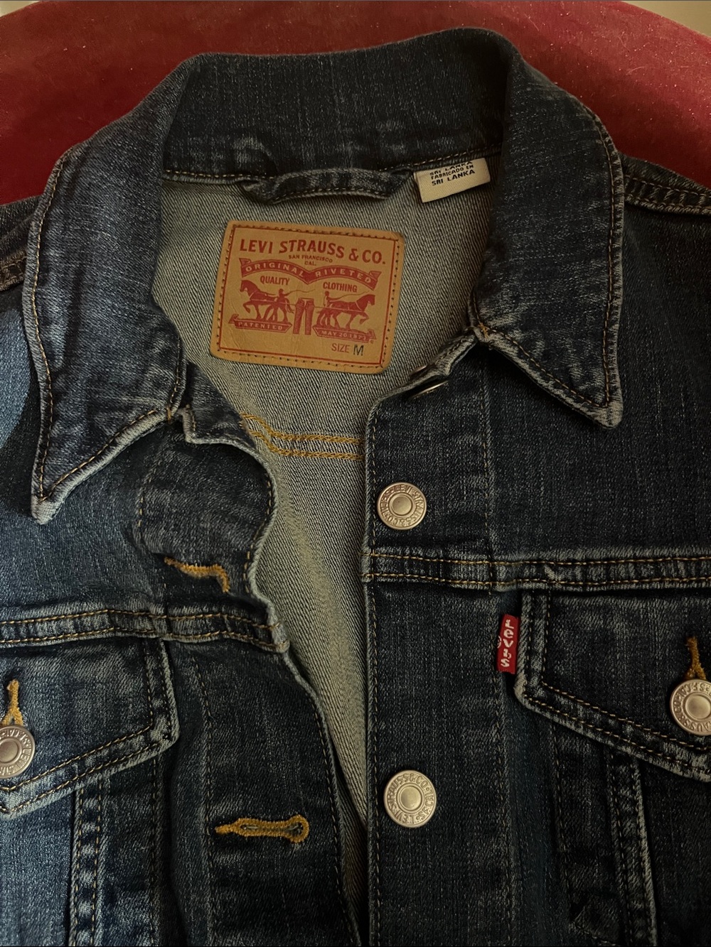 Classic Levi's Dark Indigo Denim Jacket with Red Tab